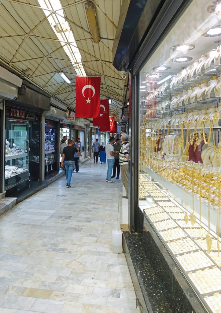 One of the seemingly endless paths through the bazaar.  Can you tell we are in Turkey?